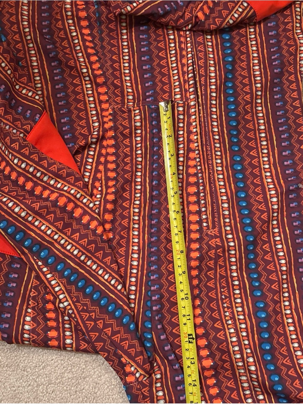 Sassy Jones Orange Geometric Striped High-Neck With wide Leg Jumpsuit - Picture 13 of 15